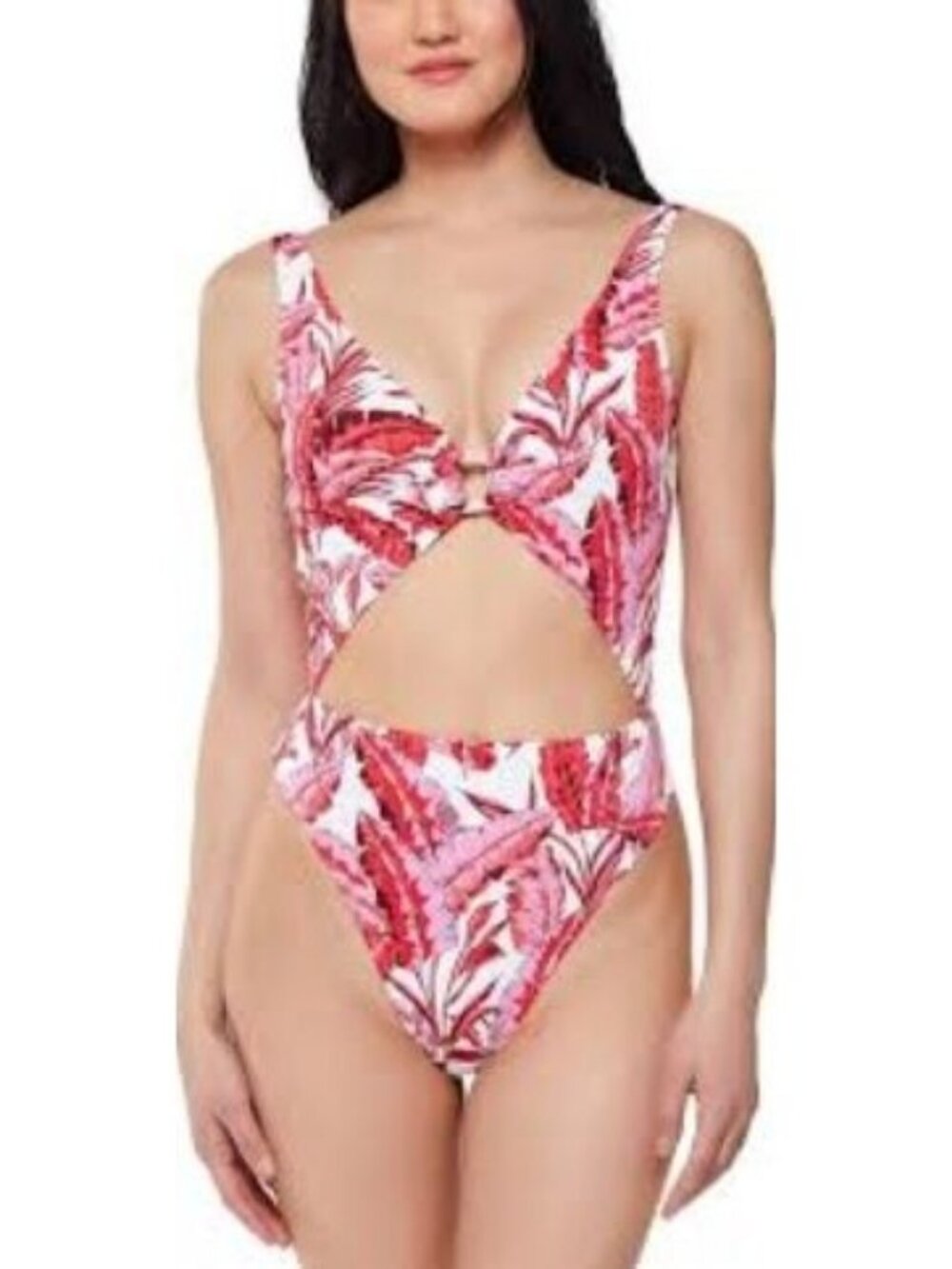 Jessica Simpson Paradiso Palm One Piece Swimsuit Women's Size Small Pink NWT!